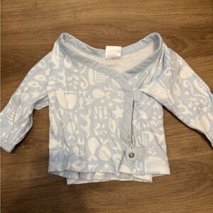 Hanna Andersson Light Blue Patterned Button Down Shirt